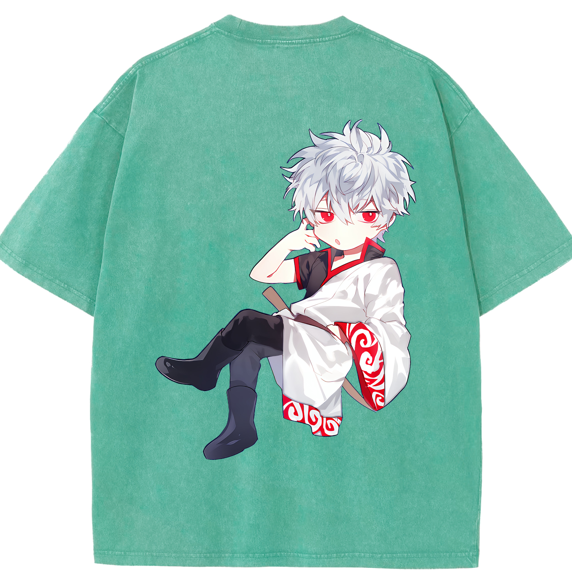 （画像用） ぎんたま 坂田銀時（さかたぎんとき） 神楽 志村新八（しむら しんぱち） GINTAMA Sakata Gintoki Kagura Shimura Shinpachi 綿100% ヴィンテージ風 半袖Tシャツ（背面プリント）